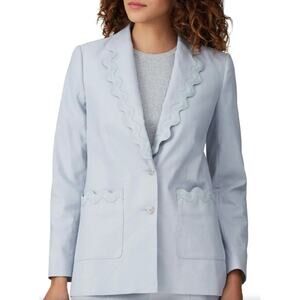 Rebecca Taylor Pastel Blue Slub Denim Jacket Blazer Size 2